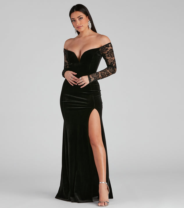 Larsa Formal Velvet And Lace Mermaid ...